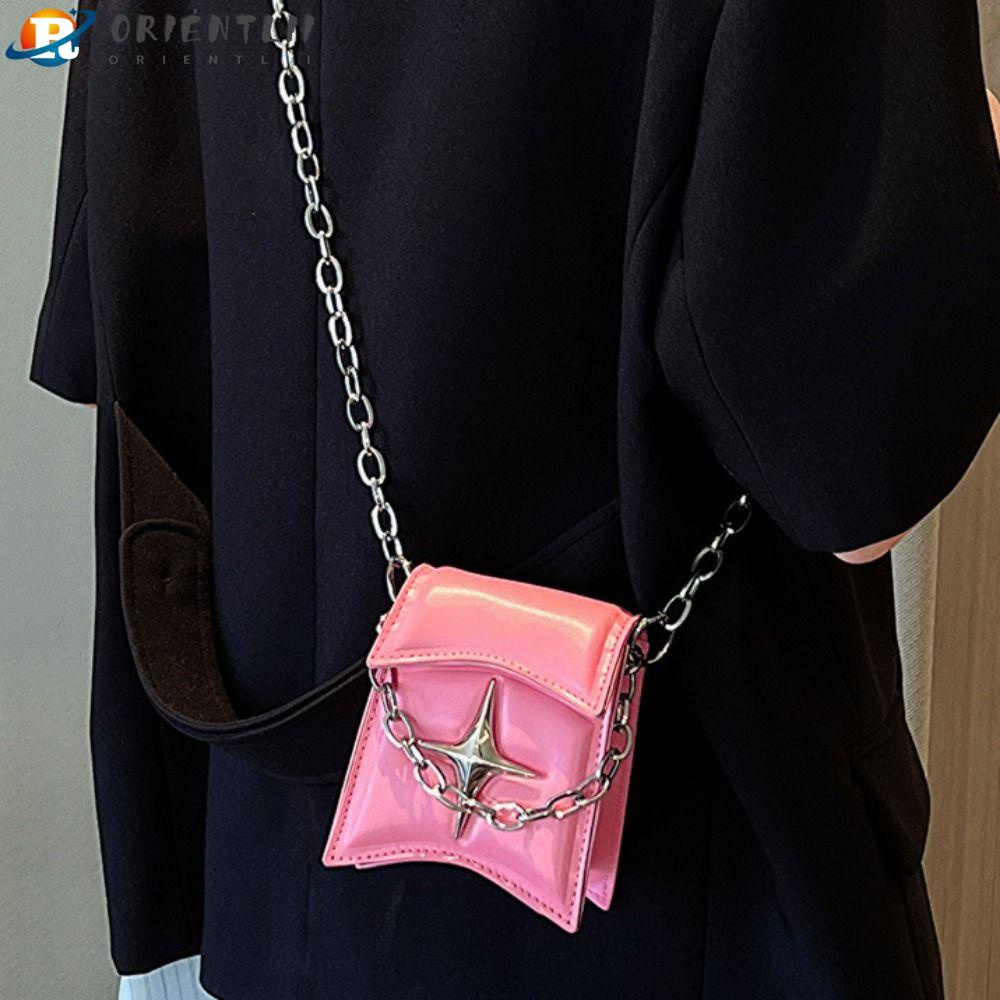 Túi Đeo Chéo Mềm Mại Phối Dây Xích Kim Loại Thời Trang