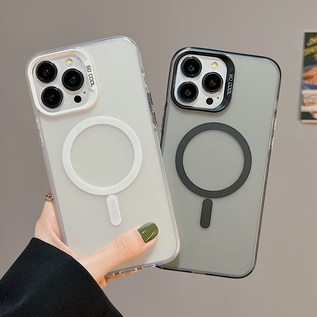 Ốp Điện Thoại Imd tpu Mềm Trong Suốt Hai Mặt Hít Nam Châm Chống Va Chạm Chống Sốc Cho iPhone 13 14 Pro Max
