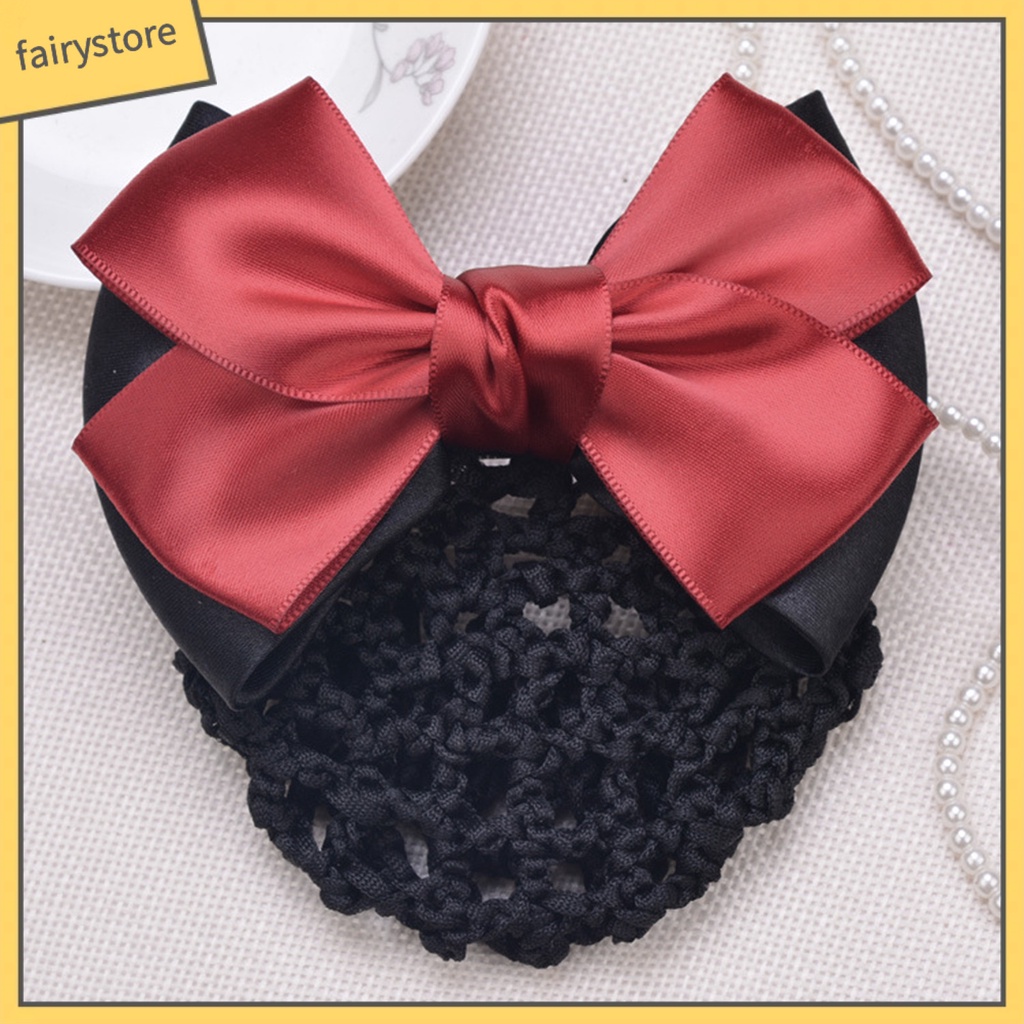 [FRO] Mũ Lưới Thắt Nơ Kẻ Sọc Màu Sắc Tương Phản Chống Trượt Trang Trí Tóc Y Tá Cho Nữ