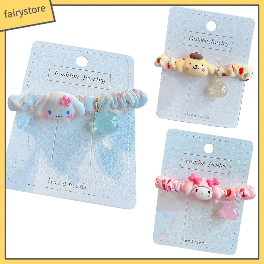 Dây Cột Tóc Co Giãn Chống Trượt In Hoạt Hình Dễ Thương Cho Bé Gái