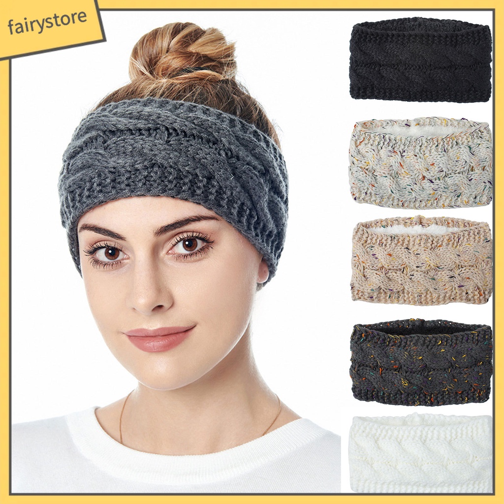 Băng Đô Len Dệt Kim Co Giãn Giữ Ấm Mùa Thu Đông Cho Nữ