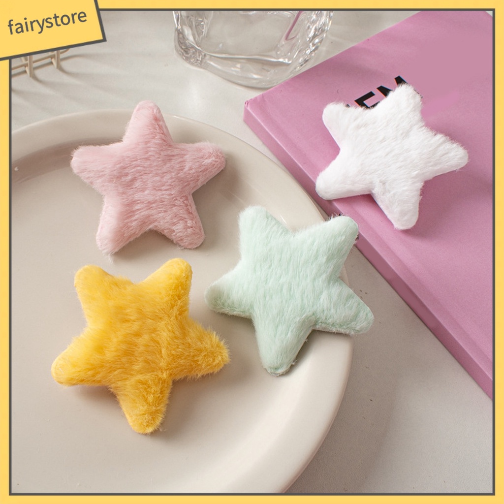 Set 4 Kẹp Tóc Hình Ngôi Sao Năm Cánh Màu Trơn Mềm Mại Chống Trượt