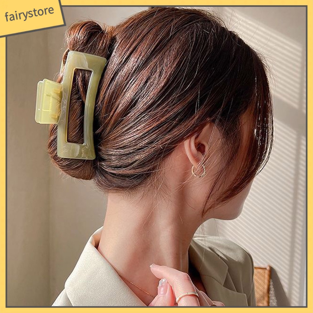 Kẹp Tóc Hình Vuông Cỡ Lớn Thiết Kế Trong Suốt Chống Trượt Tiện Dụng Cho Nữ