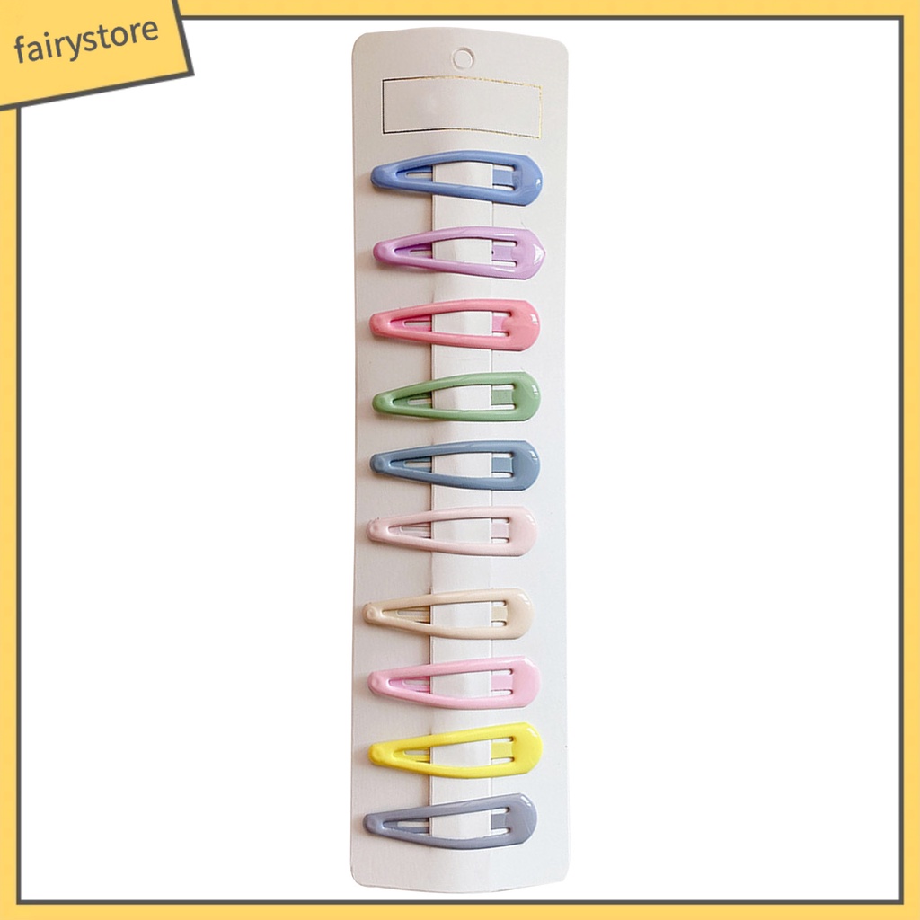 Set 10 Kẹp Tóc Hình Ngôi Sao / Trái Tim Hoạt Hình Co Giãn Chống Trượt Màu Kẹo Ngọt