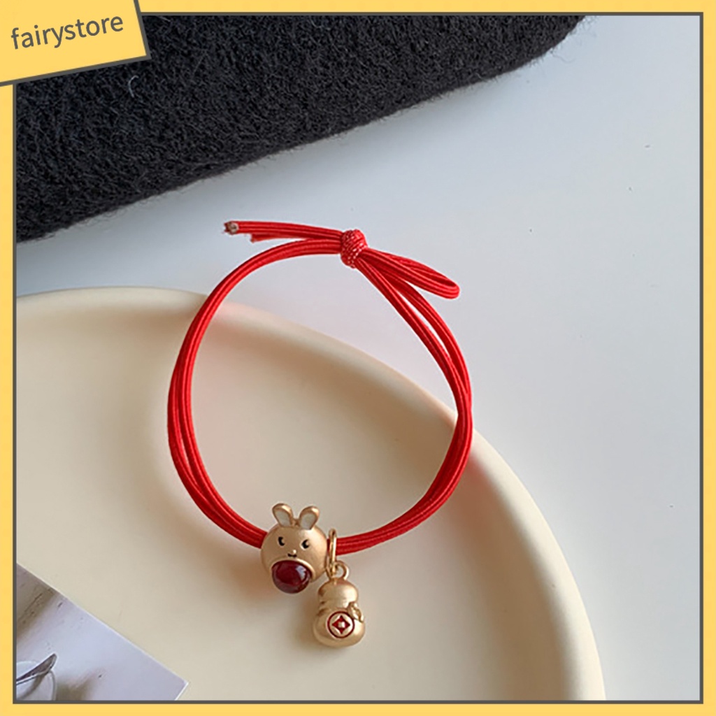 Dây Cột Tóc Co Giãn Chống Rơi Hình Thỏ / Cà Rốt / Thỏ Dễ Thương Phong Cách Trung Hoa