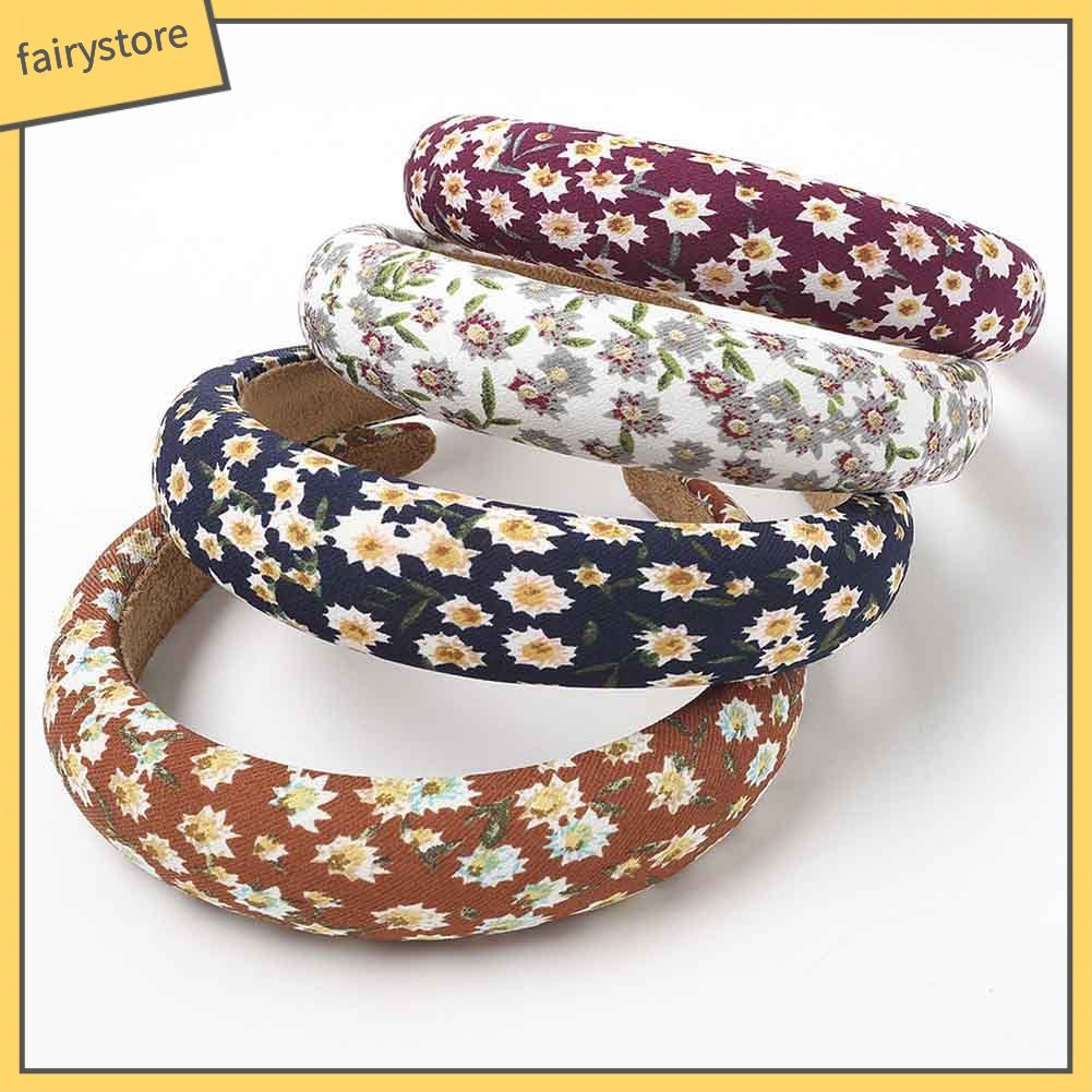 Băng Đô Cài Tóc Bằng Xốp In Họa Tiết Hoa Xinh Xắn Thời Trang Cho Nữ