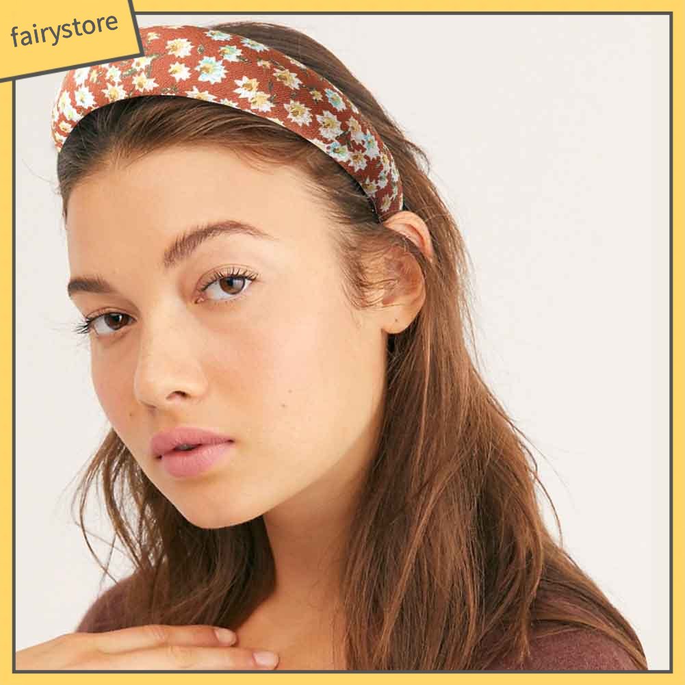 Băng Đô Cài Tóc Bằng Xốp In Họa Tiết Hoa Xinh Xắn Thời Trang Cho Nữ