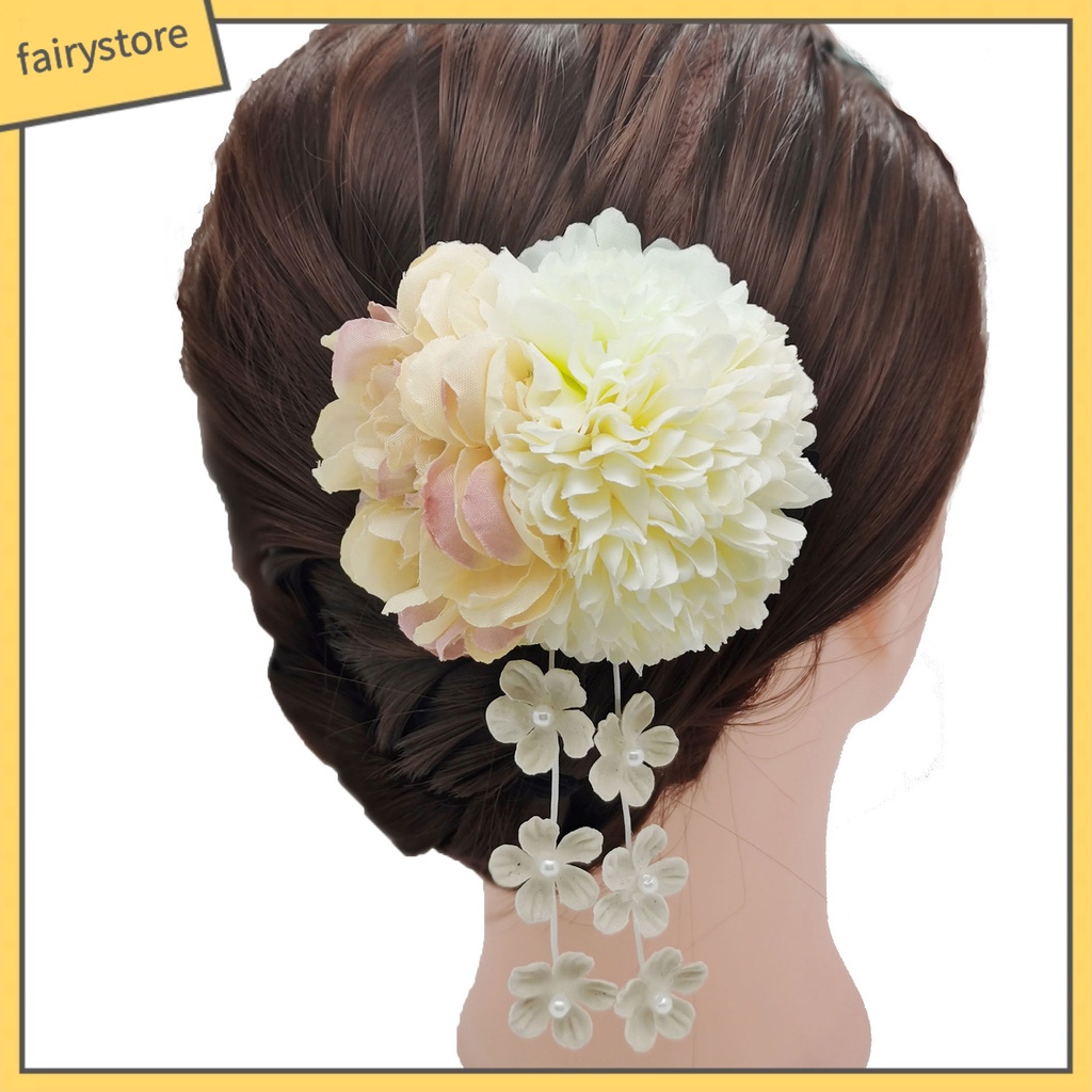 Set 3 Kẹp Tóc Chữ U Đính Hoa Giả Chống Rơi Thời Trang Cho Nữ