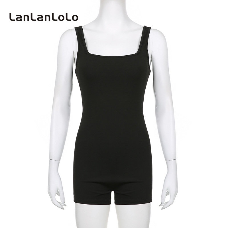 Jumpsuit Cổ Vuông Hở Lưng Màu Trơn Đơn Giản Thoải Mái Thời Trang Cho Nữ 2023