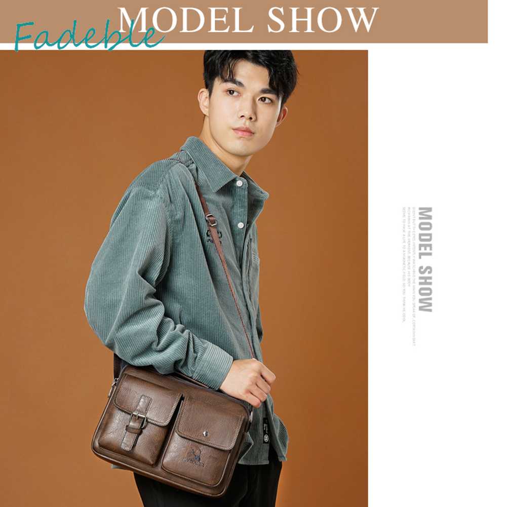 Túi Xách Da PU Nhiều Ngăn Phong Cách Vintage Cho Nam