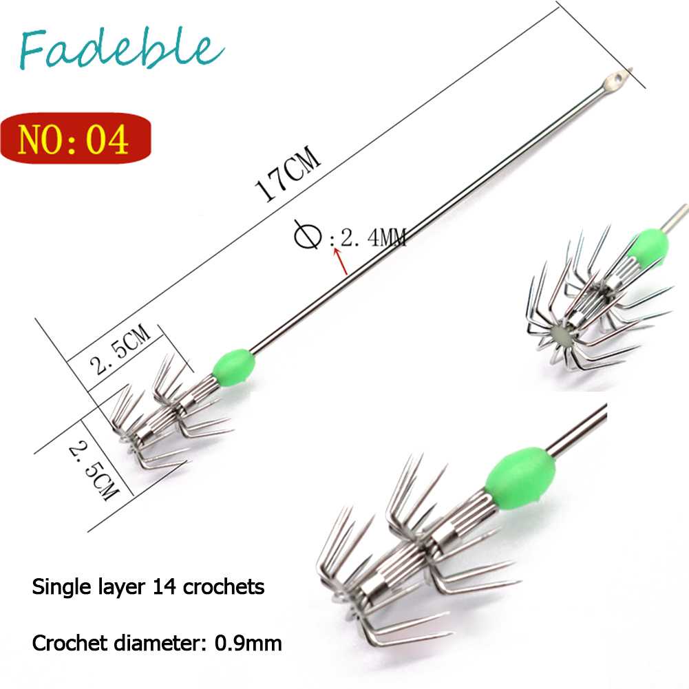 Bộ 10 Chiếc Móc Câu Hình Con Mực Phát Sáng Trong Bóng Tối