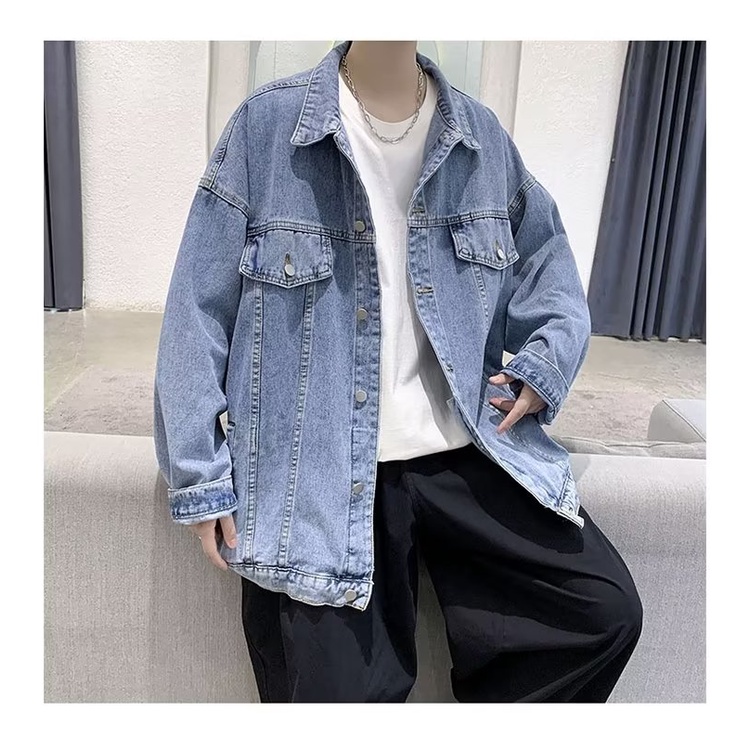 Áo Khoác Denim Dáng Rộng Phong Cách Retro Mỹ Thời Trang Xuân Hè Cho Nam Giới