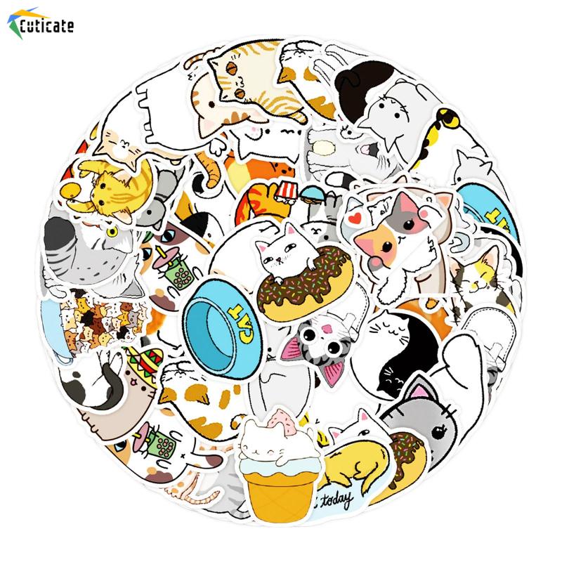 50 Miếng Dán Hình Mèo Vui Nhộn Dễ Thương Cho Thanh Thiếu Niên