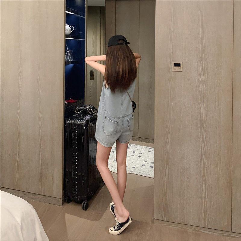 Áo Liền Quần Jean Ống Rộng Không Tay Thời Trang Mùa Hè Hàn Quốc 2022 Mới