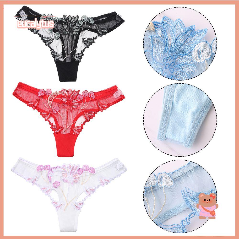 Quần Lót Lưng Thấp Thoáng Khí Thêu Họa Tiết Cho Nữ