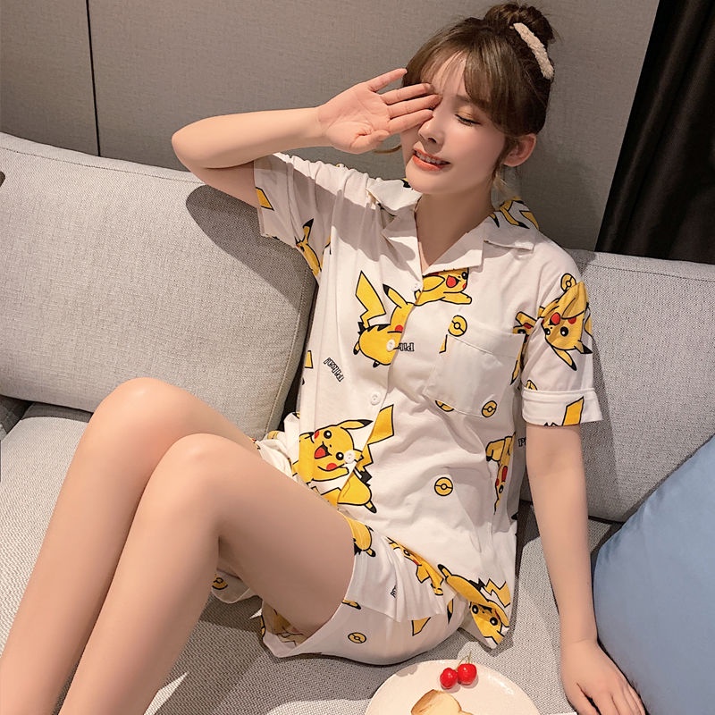 Bộ Đồ Ngủ Tay Ngắn In Họa Tiết Hoạt Hình Dễ Thương Phong Cách Nhật Bản / Hàn Quốc Thời Trang Xuân Thu Cho Nữ