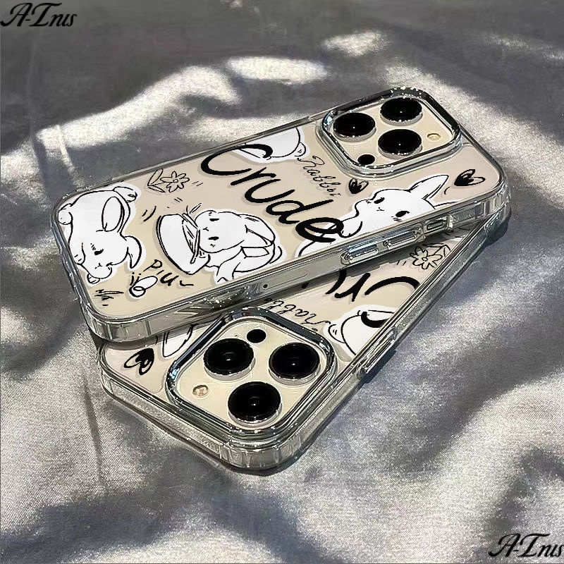 ✅Ốp Điện Thoại Mềm Chống Sốc Hình Thỏ Màu Đen Đơn Giản Cho Iphone 14pro 11plusmax13 8iPhone127 SOMC