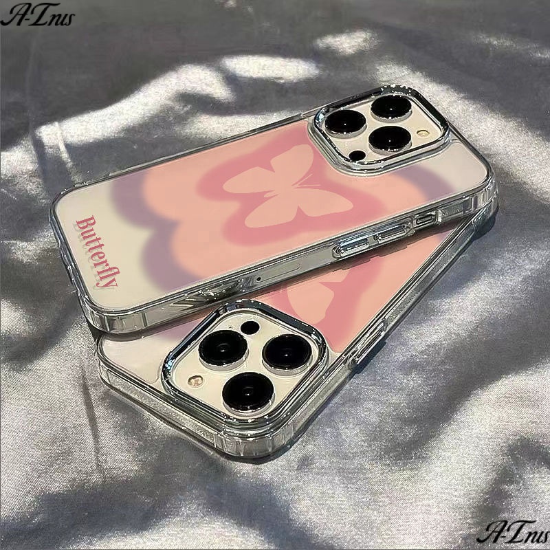 ✅Ốp Điện Thoại Mềm Chống Sốc In Hình Bướm Hồng Đơn Giản Cho Iphone 11 7 plus 8 Iphone1213 / max14pro