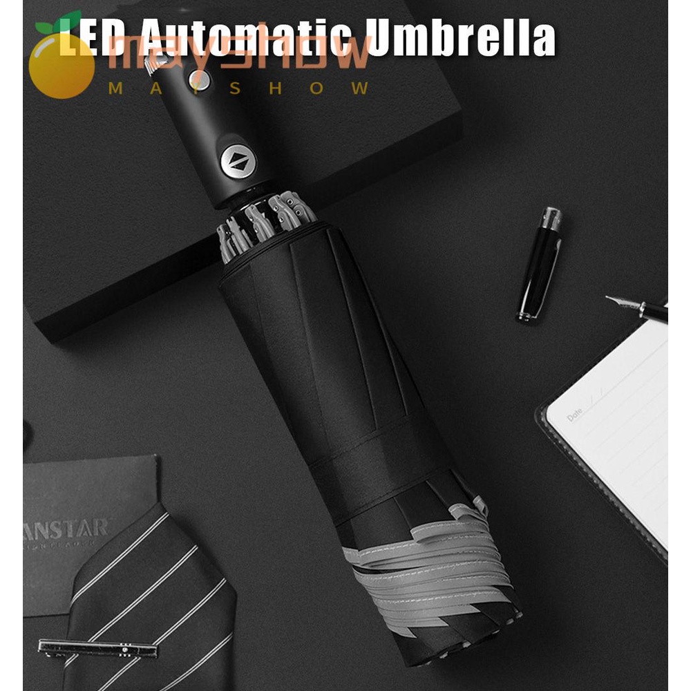Dù Gấp 3 Khúc Có Đèn LED 10 Ribs 10 Ribs Di Động Tiện Dụng