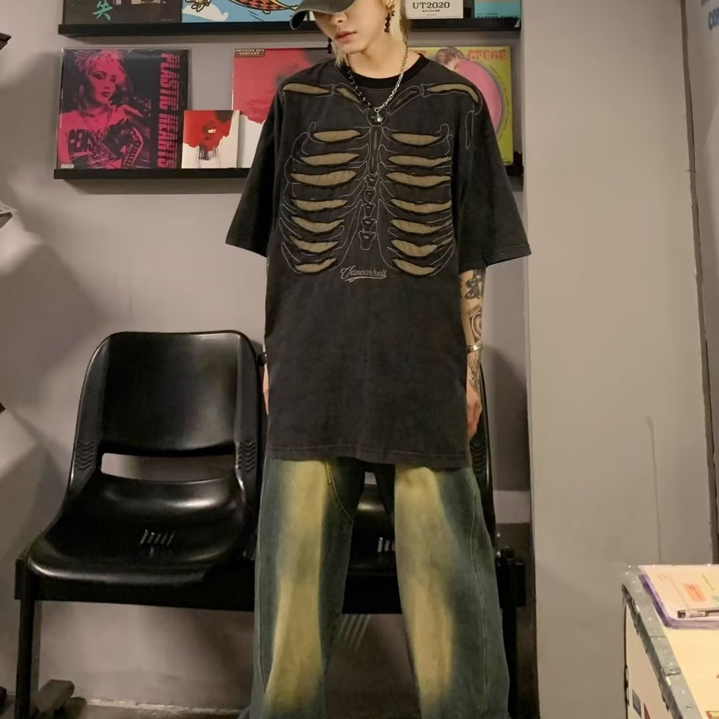 Áo Thun Ngắn Tay Phong Cách Đường Phố Cá Tính Cho Nam Nữ