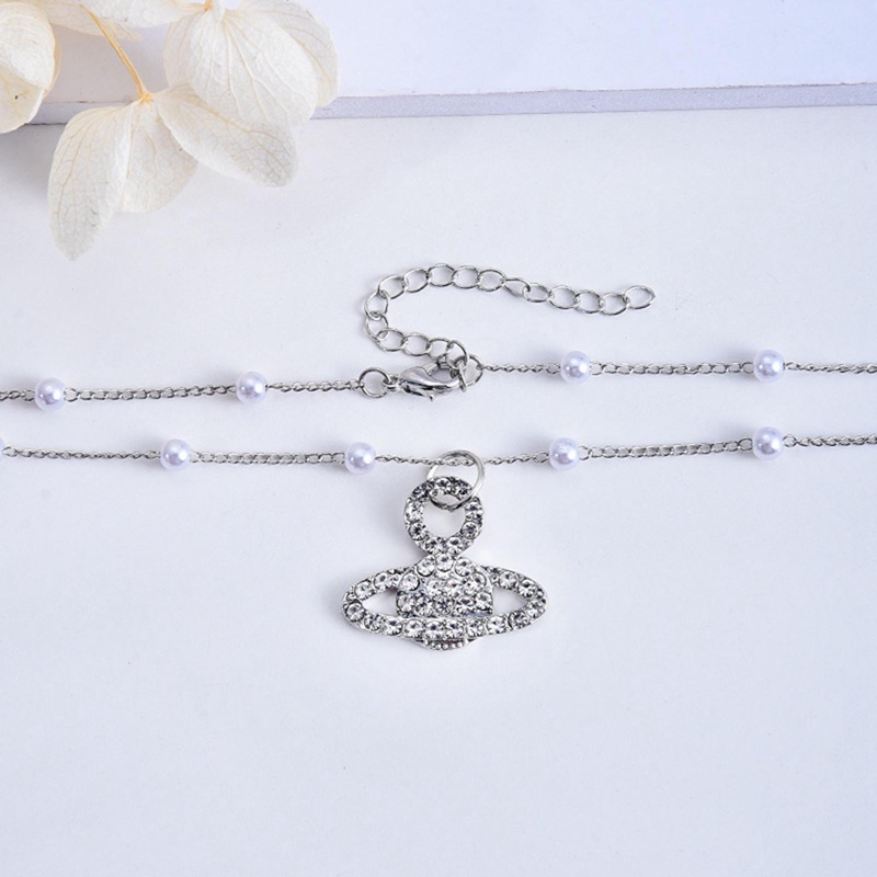 Ygt Vòng cổ Đính Đá Zircon Ngọc Trai Mặt Hình Hành Tinh Cổ Điển Cho Nữ