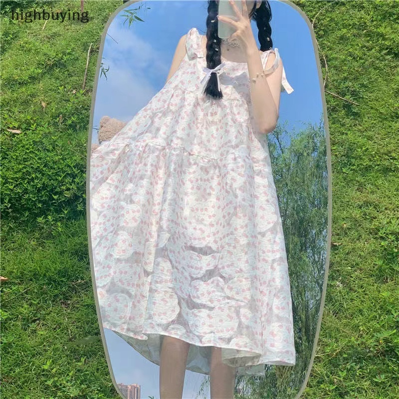 Đầm Hai Dây Dáng Chữ A Họa Tiết Hoa Ngọt Ngào Thời Trang Mùa Hè Hàn Quốc 2023 Mới