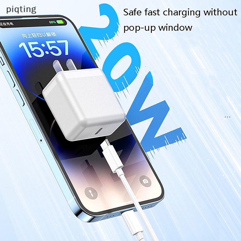 Cục Sạc Nhanh Piqt PD 20W Cổng Kép Type-C Kép An Toàn Cho Điện Thoại Di Động