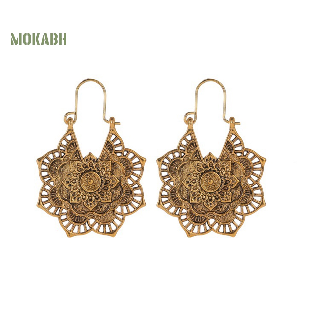 [Mok Abh] Khuyên Tai Họa Tiết Hình Hoa Kiểu Dáng Vintage