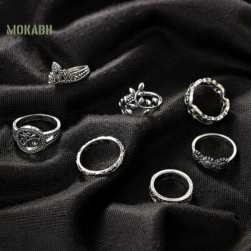 9 Nhẫn Đeo Khớp Ngón Tay Họa Tiết Hình Hoa Màu Sắc Theo Phong Cách Bohemia