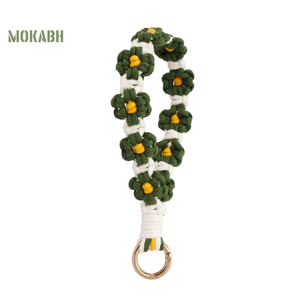 [Mok Abh] Móc Khóa / Vòng Đeo Tay / Móc Khóa Bằng Vải Dệt Thủ Công Mềm Mại Họa Tiết Hoa Phong Cách Bohemian