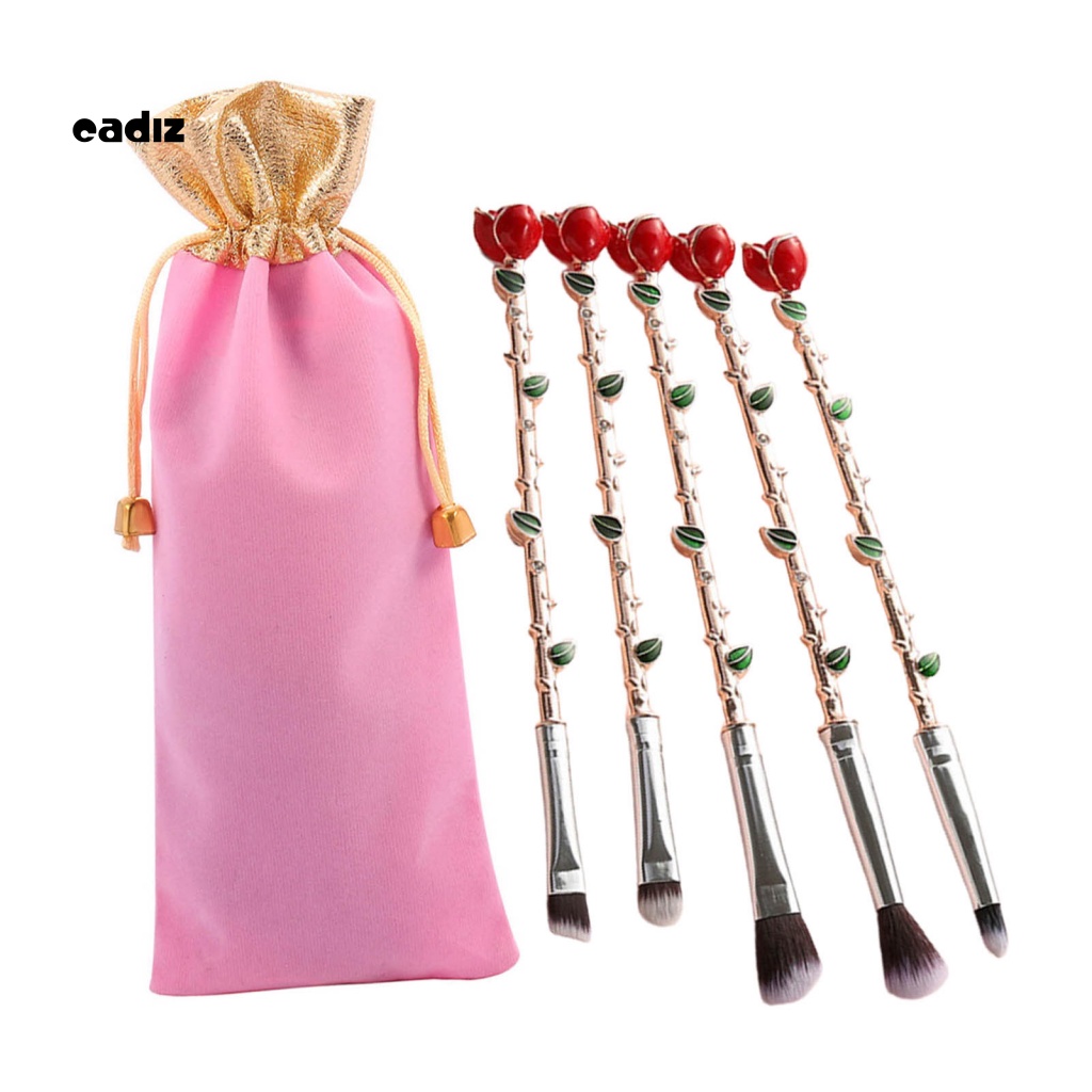 Bộ 5 Cọ Trang Điểm Chống Trượt Hình Hoa Hồng Dành Cho Nữ