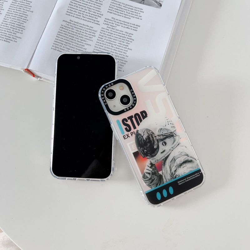 Ốp Điện Thoại Dẻo Màu Gradient Họa Tiết Phi Hành Gia &amp; Logo Spaceman Độc Đáo Chống Sốc Cho iPhone 14 13 12 11 Pro Max 14 Plus