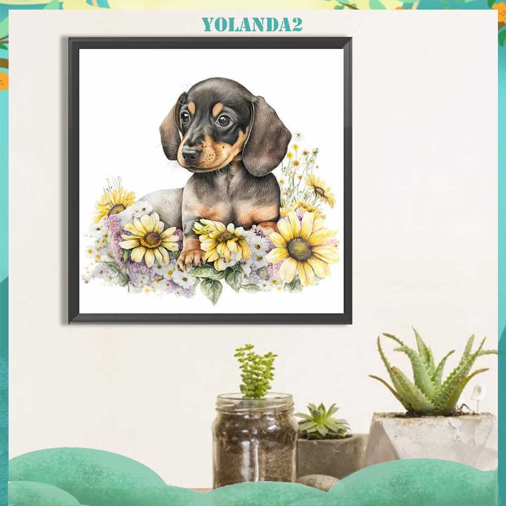 Tranh Đính Đá Kim Cương Toàn Bộ 5D DIY Hình Vẽ Chó Trang Trí Nhà Cửa