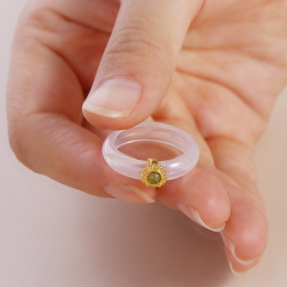 Mxbeauty Nhẫn Cặp Đính Đá chalcedony Phong Cách Trung Hoa