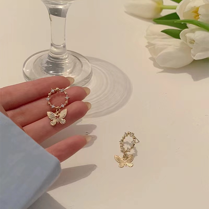 Bông Tai Mạ Bạc 925 Hình Bướm Đính Đá zircon Thời Trang Cao Cấp 2023