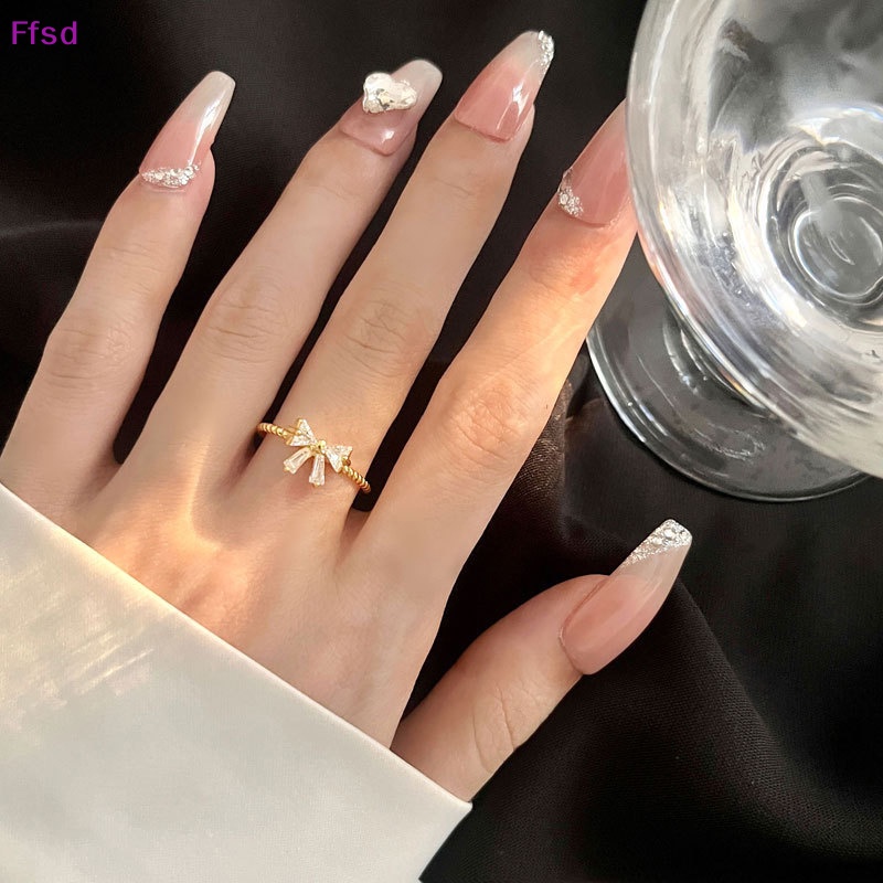 {Ffsd} Nhẫn Đính Đá Zircon Hình Nơ Công Chúa Thiết Kế Tinh Tế Thời Trang Làm Quà Tặng Sinh Nhật Ngọt Ngào Cho Bạn Gái * Hàng