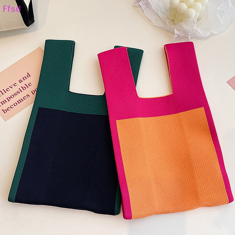 {Ffsd} Túi Xách Dệt Kim Siêu Nhẹ Phong Cách Nhật Bản Cho Nữ