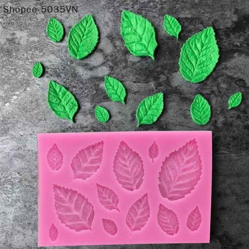 Khuôn Silicone Tạo Hình Lá Hoa Hồng Trang Trí Bánh DIY