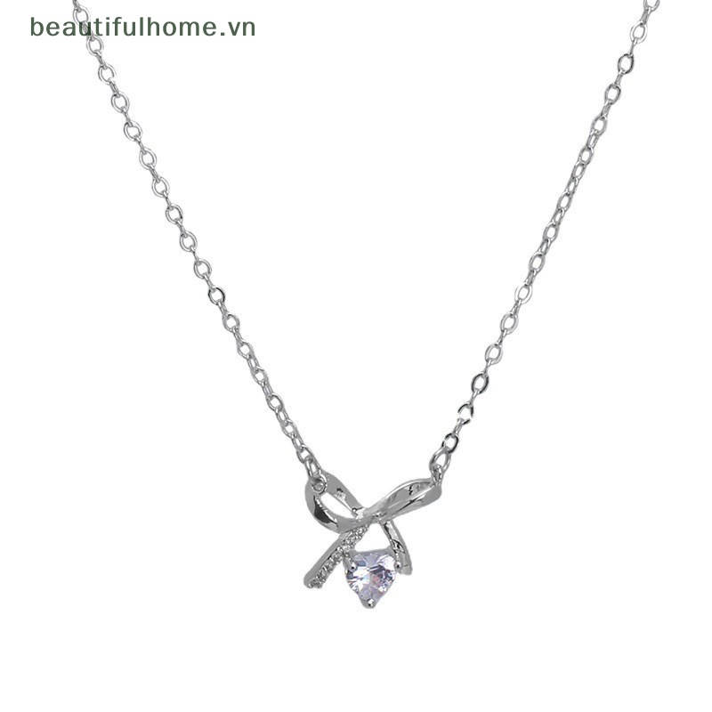 [beautifulhome] Vòng Cổ Choker Mặt Nơ Đính Đá Zircon Pha Lê Phong Cách Hàn Quốc Vintage Làm Quà Tặng Trang Sức Cho Nữ [beauty]