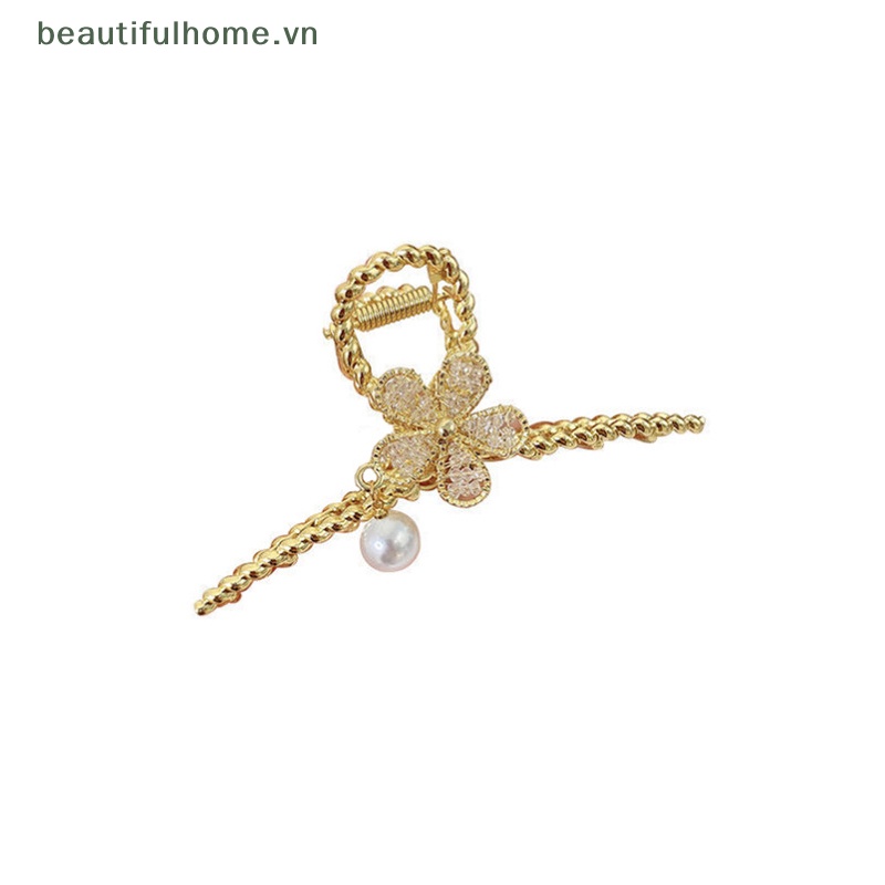 Kẹp Tóc Hình Cá Mập Đính Đá / Ngọc Trai Bằng Kim Loại Cho Nữ