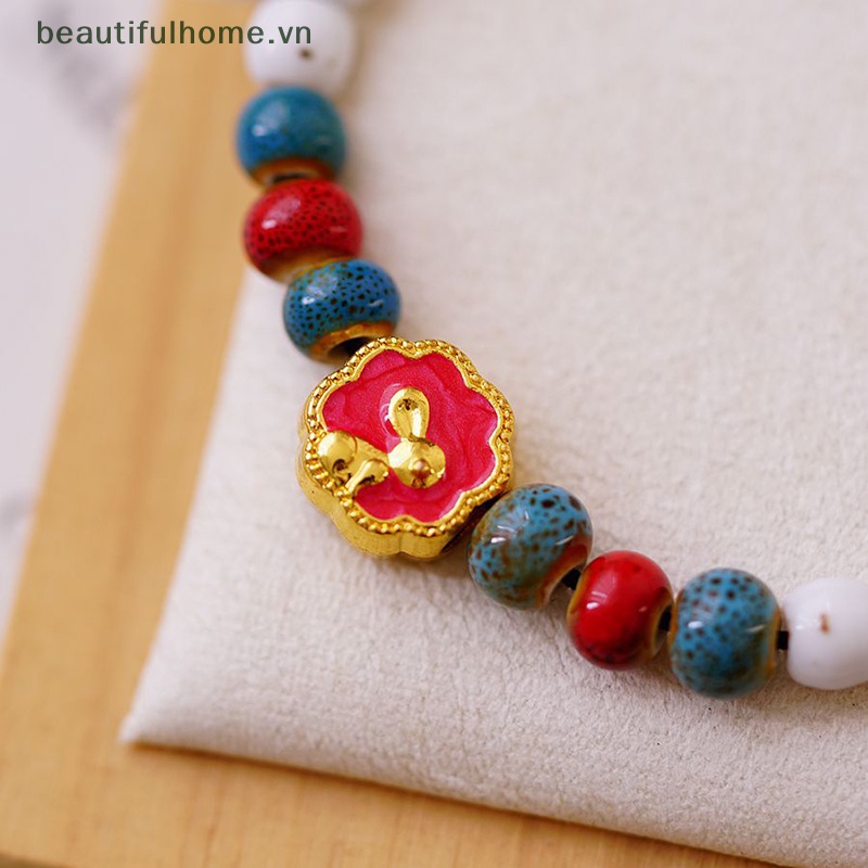 [beautifulhome] Vòng Tay Hạt Gốm Sứ Hình Thỏ Dễ Thương Phong Cách Trung Hoa Làm Quà Tặng Trang Sức Đám Cưới / Năm Mới [beauty]