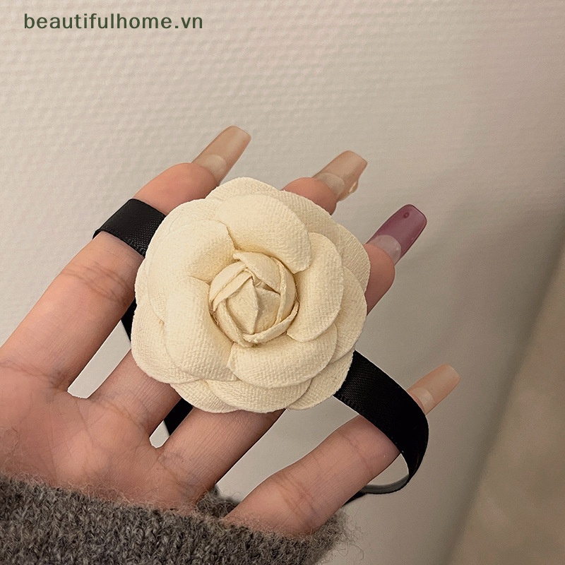Vòng Cổ Choker Họa Tiết Hoa Trắng Thắt Nơ Xinh Xắn Cho Nữ