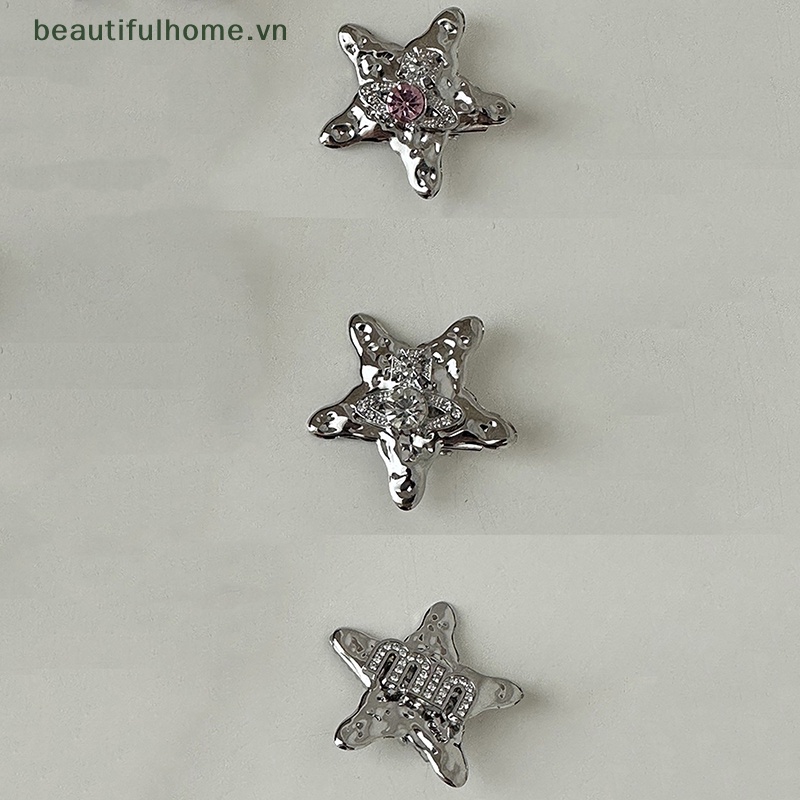 Kẹp Tóc Hình Ngôi Sao Năm Cánh Đính Đá Mini Màu Bạc Dễ Thương