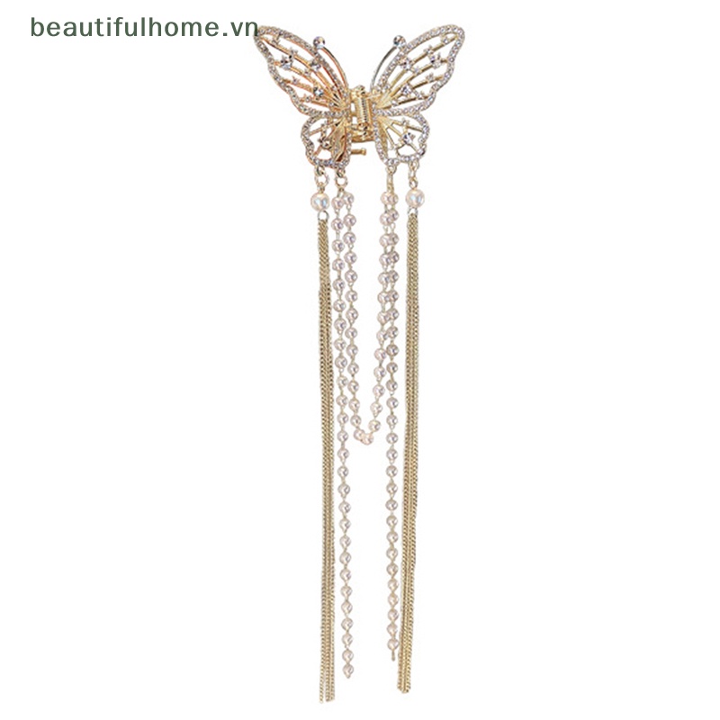 Kẹp Tóc Càng Cua Cá Mập Đính Ngọc Trai / Bướm Dáng Dài Kiểu Vintage Thời Trang Cho Bạn Gái [Đẹp]