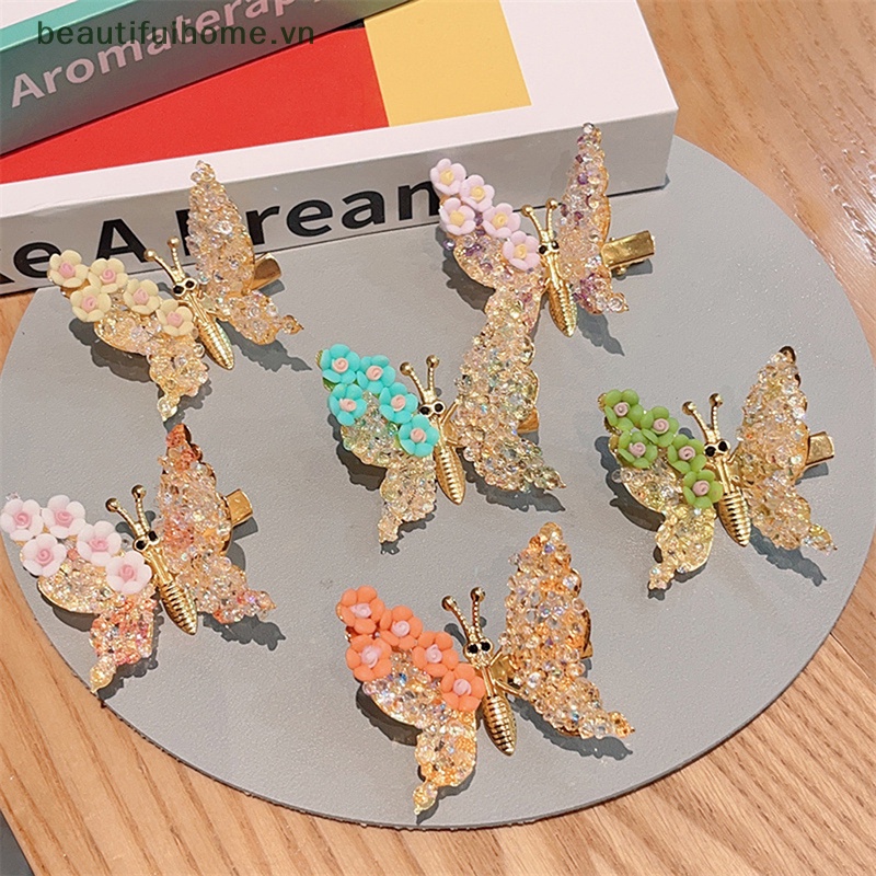 Kẹp Tóc Hình Cánh Bướm Phối Tua Rua Dễ Thương Cho Bé Gái