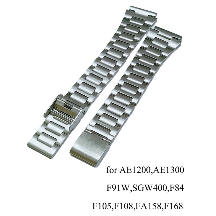 Dây Đeo Thay Thế Bằng Thép Không Gỉ 18mm Cho Casio F-91W F105 / 108 / A158W / 168 AE1200 / 1300