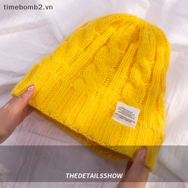 {Timebomb} Mũ Beanie Dệt Kim Giữ Ấm Mùa Đông Cho Cặp Đôi