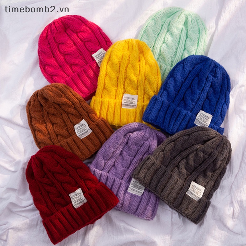{Timebomb} Mũ Beanie Dệt Kim Giữ Ấm Mùa Đông Cho Cặp Đôi