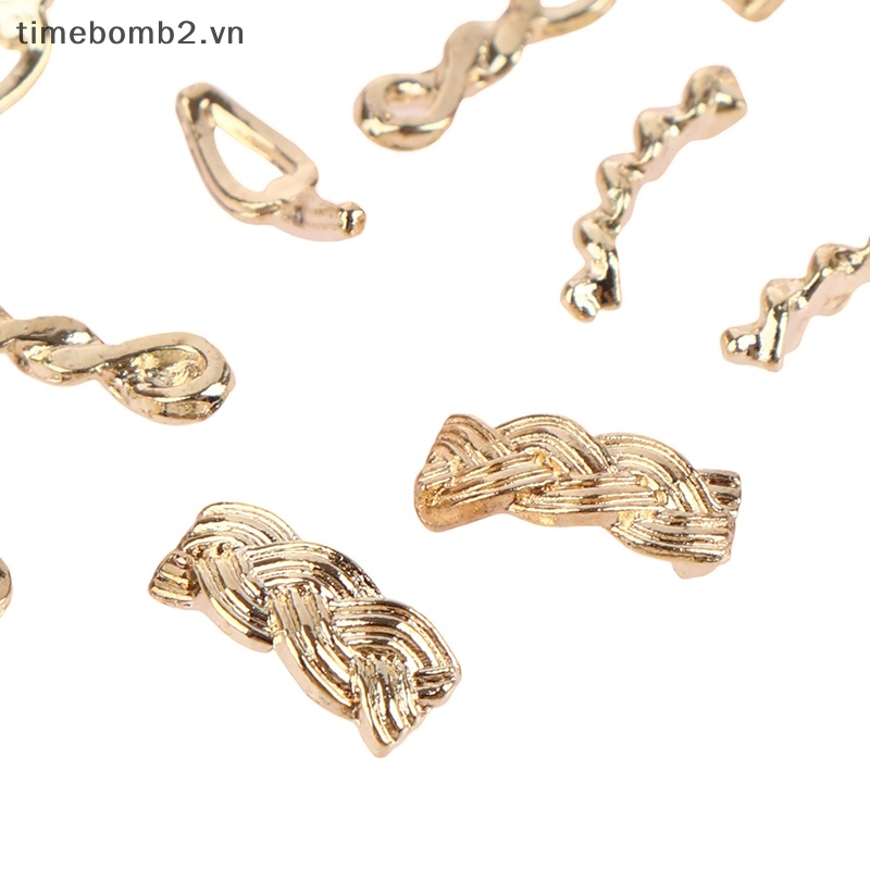 Set 10 / 20 Dây Xích Kim Loại Màu Vàng / Bạc Trang Trí Móng Tay Nghệ Thuật DIY