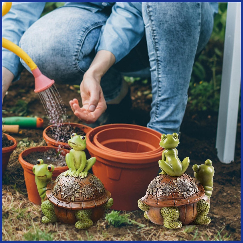 Đồ trang trí Chú Ếch / Rùa Bằng Nhựa Resin Màu Sáng Dễ Thương Trang Trí Sân Vườn